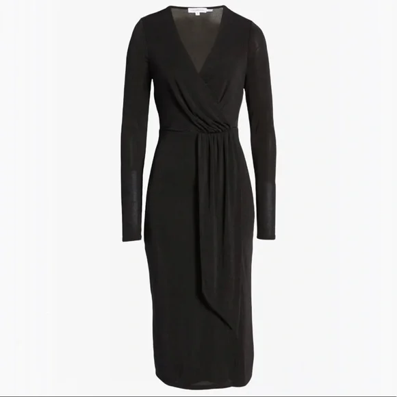 Good American Shimmer Long Sleeve Faux Wrap Dress - M - Picture 15 of 16